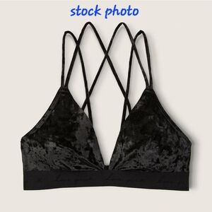 PINK Victoria's Secret Black Velvet Crisscross Bralette